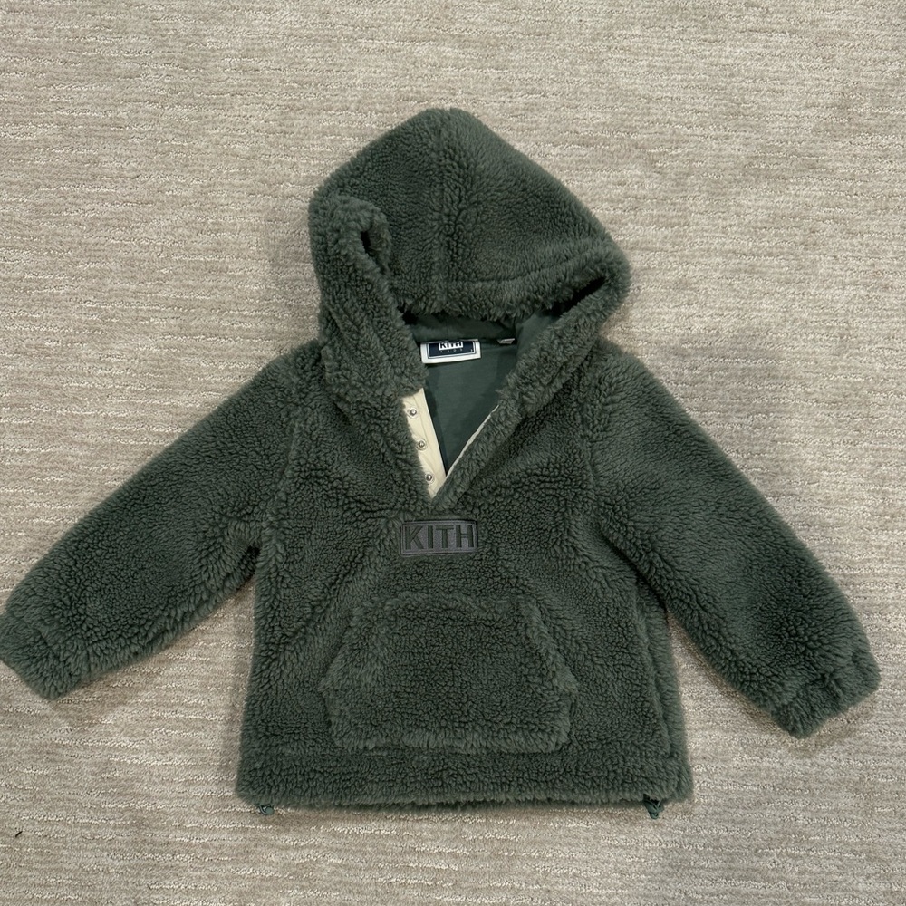 Kith Kids Olive Green Sherpa Hoodie
